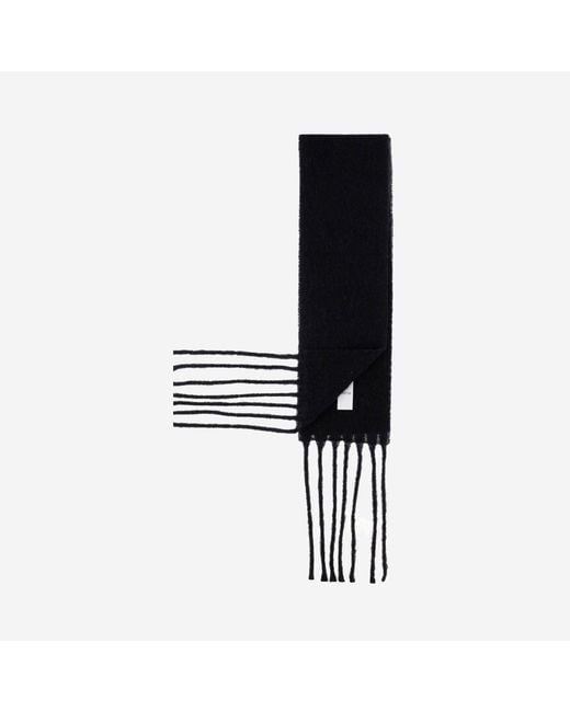 Patou Black Wool Blend Long Fringe Scarf