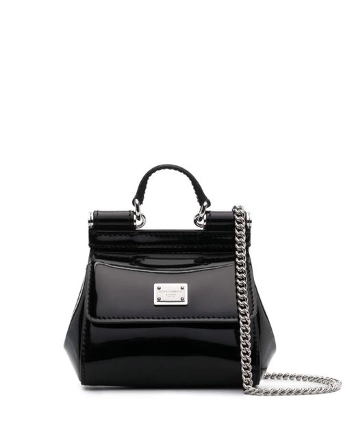 Dolce & Gabbana Black Mini Tote Bag With Logo Plaque