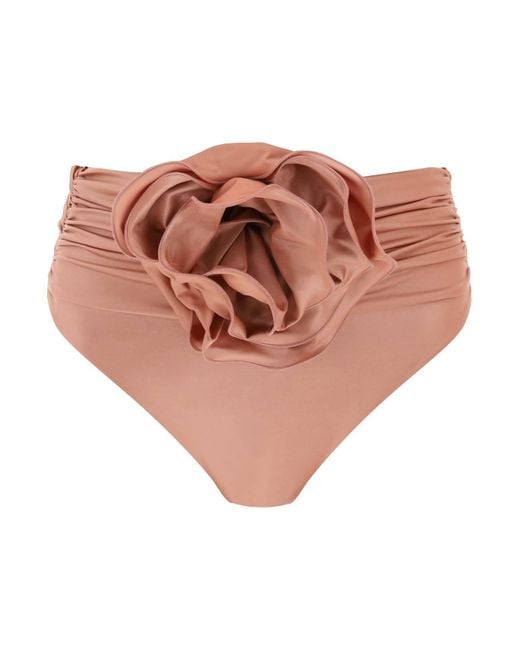 Magda Butrym Pink High Taille Bikini Slip mit Blumenclip