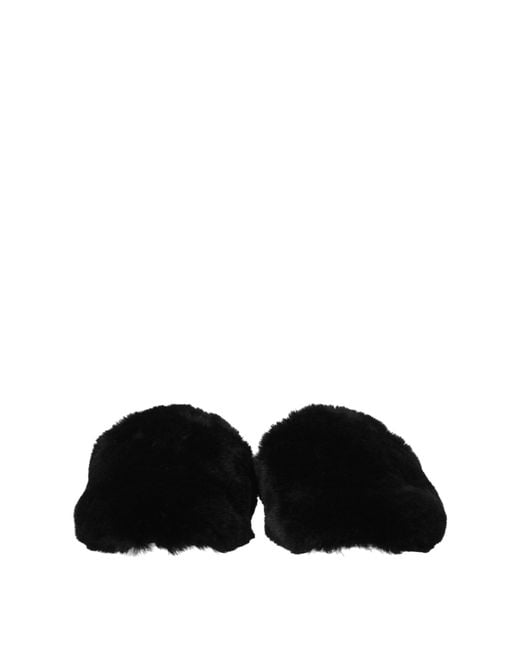 Balenciaga Black Fur Slides And Clogs