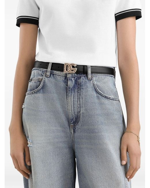Dolce & Gabbana White Leather Belt