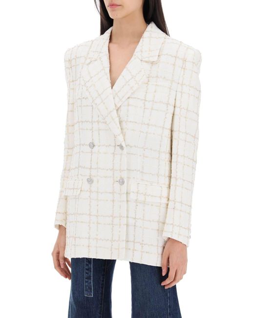 Veste en tweed surdimensionné avec motif à carreaux Alessandra Rich en coloris White