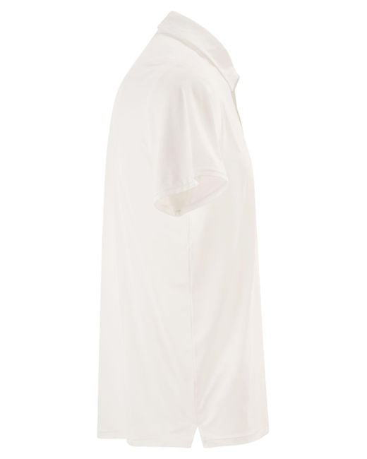 Rrd White Stretch Oxford Polo Shirt for men