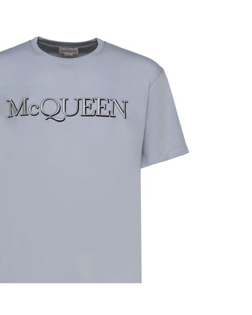 Alexander McQueen Blue Logo T Shirt for men