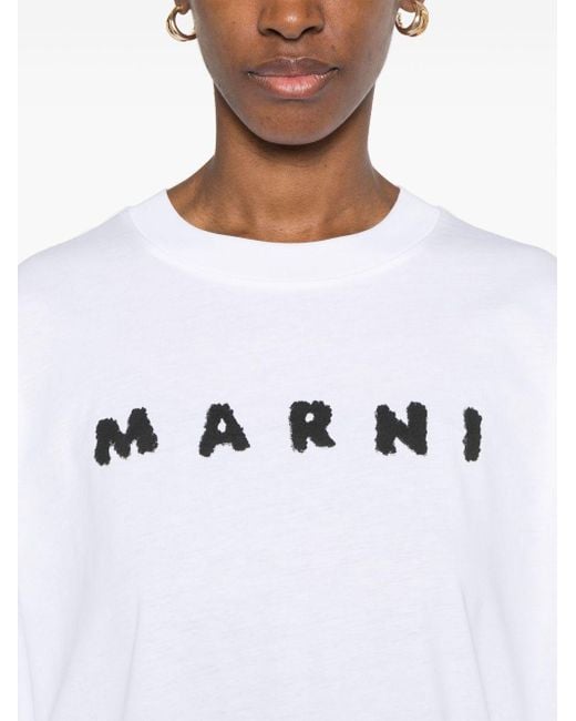 Marni T-Shirt Met Logoprint in het White