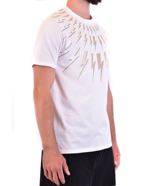 Neil Barrett White Lightning Bolt Graphic Tee for men