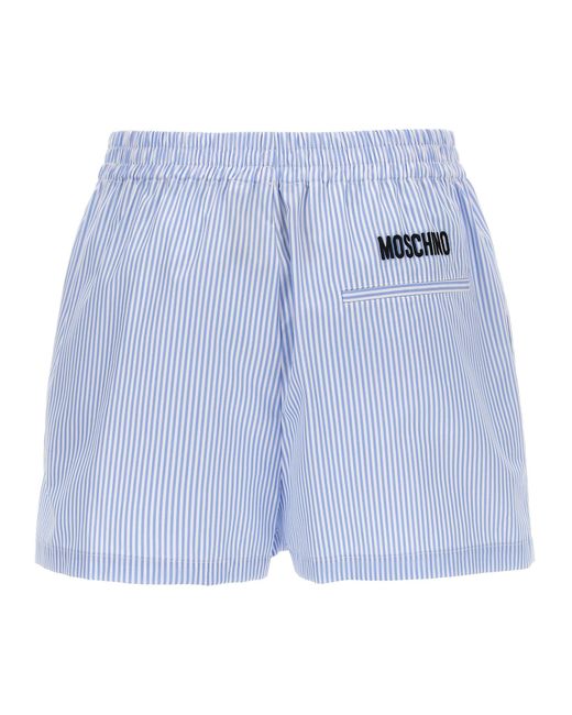 Moschino Blue Striped Cotton Poplin Boxer Shorts