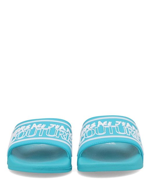 Versace Jeans Couture Blue Azure Elastane Pvc Flat
