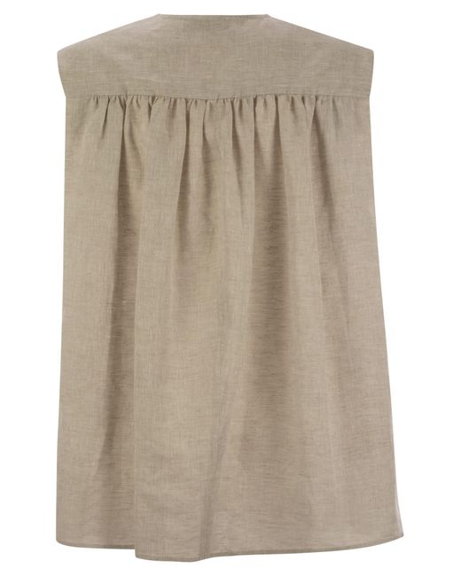 Fabiana Filippi Natural Linen Sleeveless Top
