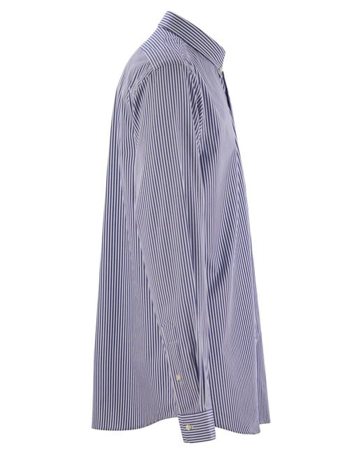 Polo Ralph Lauren Blue Striped Stretch Poplin Shirt for men