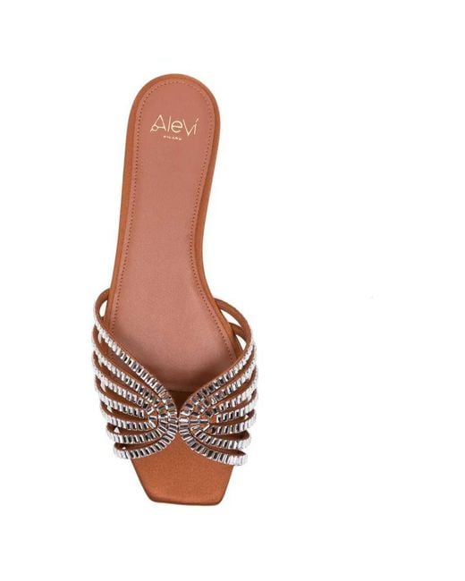 ALEVI White Glass Embellished Sandals