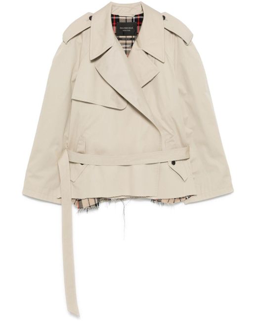Balenciaga Natural Cotton Cropped Trench Coat