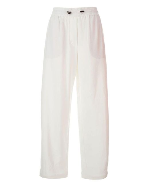 Brunello Cucinelli White Relaxed Fit Wide Leg Trousers