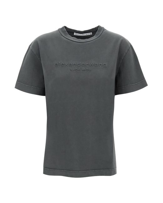Alexander Wang Gray Geprägtes Logo T -Shirt