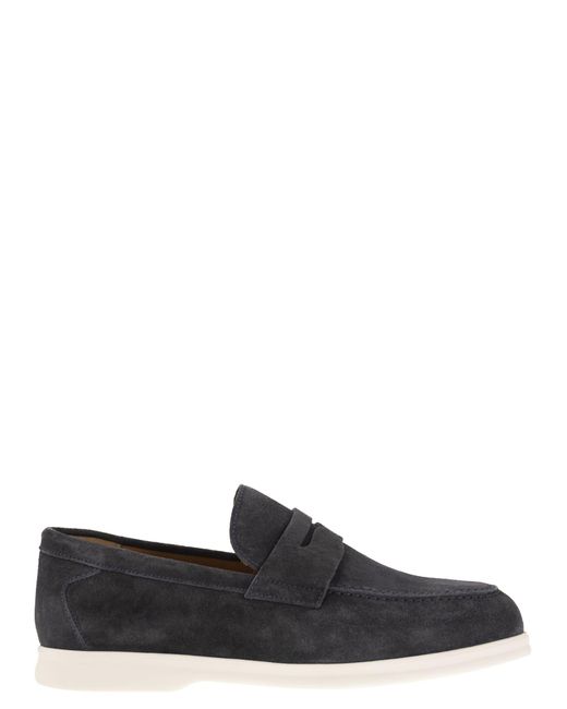 Doucal's Black Penny Suede Moccasin