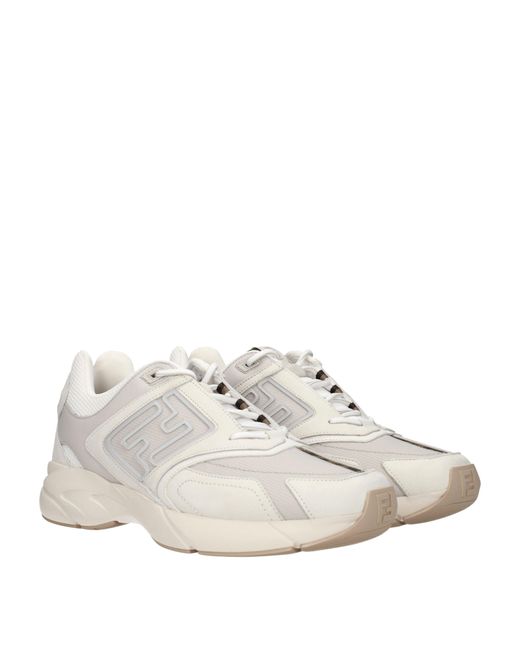 Fendi White Panelled Low-top Sneakers for men