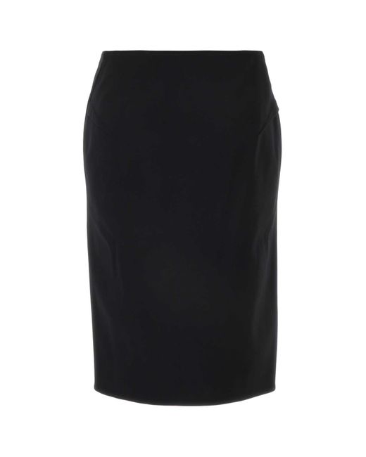 Versace Black Stretch Wool Skirt