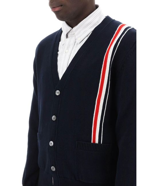 Cardigan de coton avec rouge, blanc Thom Browne pour homme en coloris Blue