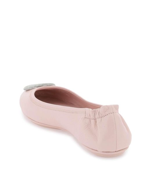 Minnie Travel Ballet Flats Tory Burch de color Pink