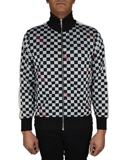 Palm Angels Black Checkerboard Print Vest With High Collar