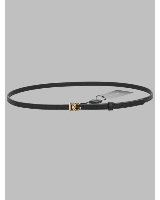 Dolce & Gabbana Metallic Leather Belt With Logo Buckle