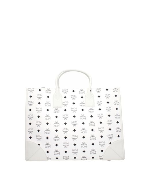 MCM White Borse A Mano Munchen Donna Pelle Bianco/Bianco Ottico