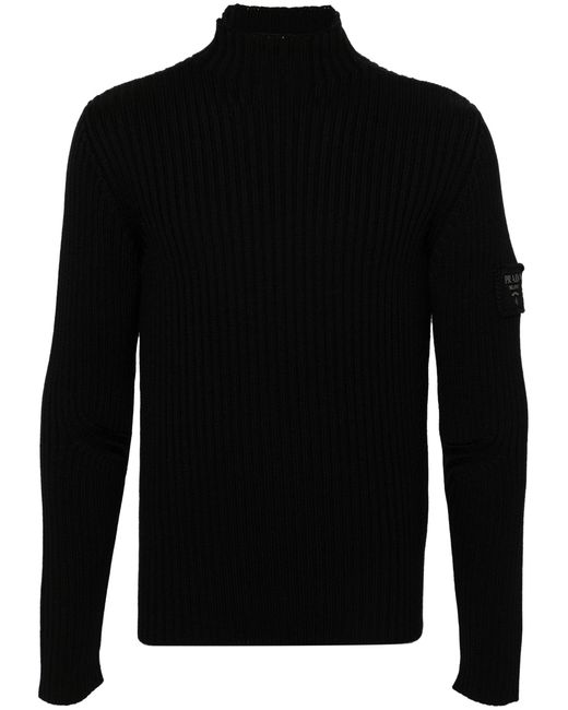 Prada Black Logo Lettering Sweater for men