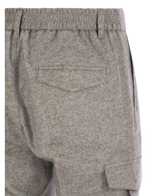 Peserico Gray Wool, Silk And Cashmere Jogger Trousers for men