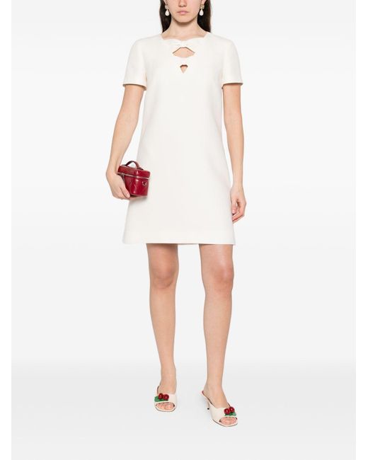 Valentino White Wool And Silk Blend Short Dress