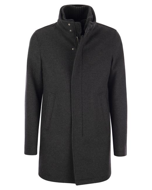 Wool Blend Medium Coat Herno pour homme en coloris Black