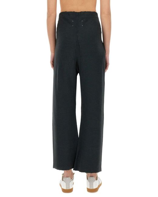 Maison Margiela Black Relaxed-Fit Cotton Pants With Distressed Hem for men