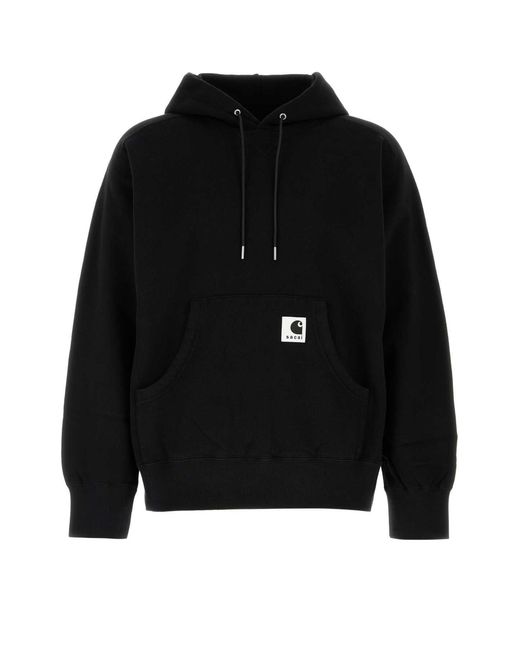 Sacai Black Carhartt Wip Cotton Jersey Hoodie