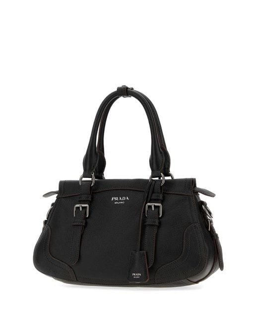 Prada Black Leather Large Handbag