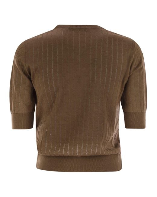 Max Mara Brown Pila Wool And Silk Sweater With Sequins