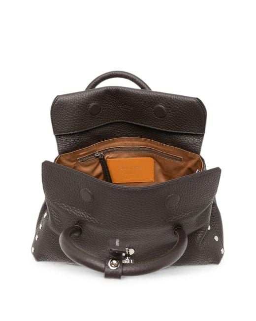 Zanellato Black Dotta Centauro Small Leather Handbag