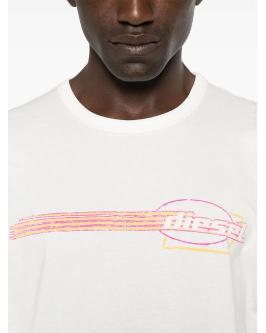 Camiseta con logotipo flocked DIESEL de color White