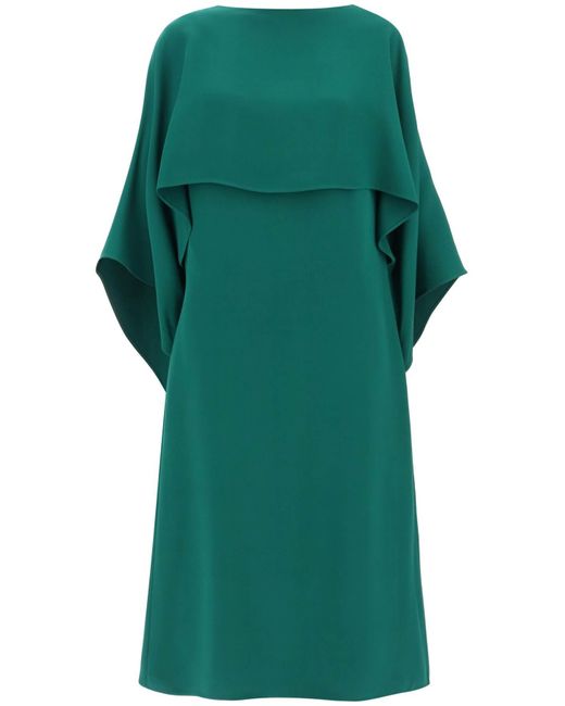 Valentino Garavani Cady Couture Cape Dress In in het Green