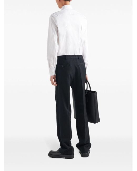 Prada White Long-Sleeve Cotton Shirt for men