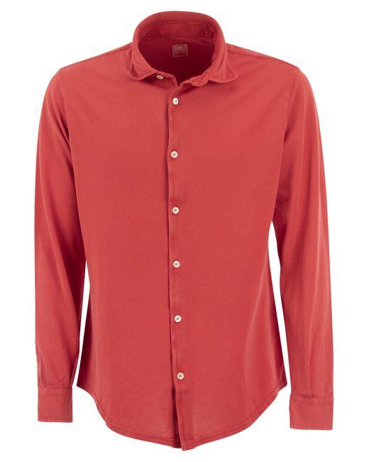 Fedeli Red Robert Cotton Piqué Shirt