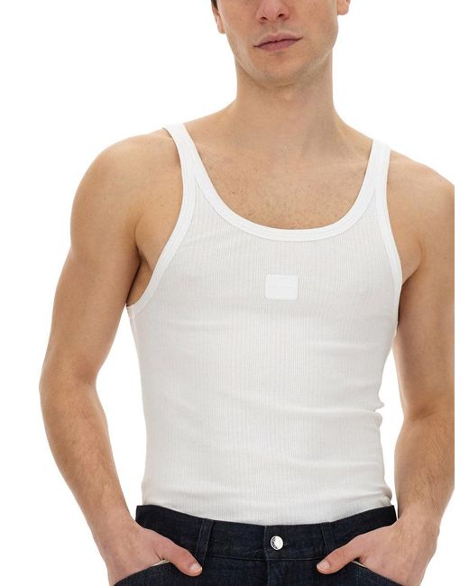 Dolce & Gabbana White Ribbed Tank Top for men