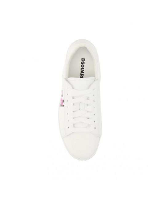 DSquared² White Printed Leather Sneakers