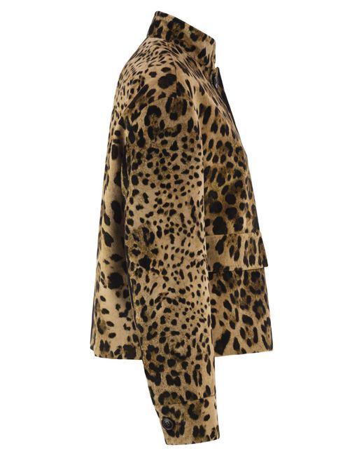 Max Mara Brown Mstedro – Cropped Animal-Print Cotton Jacket