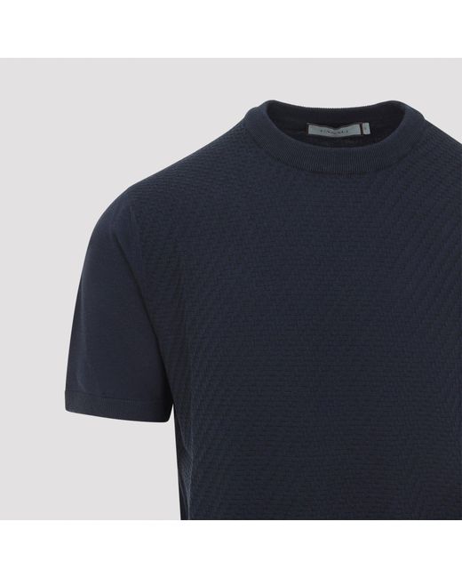 Canali Blue Cotton T-Shirt
