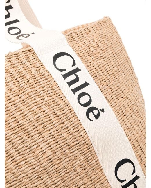 Chloé Natural Woody Large Straw Basket Bag