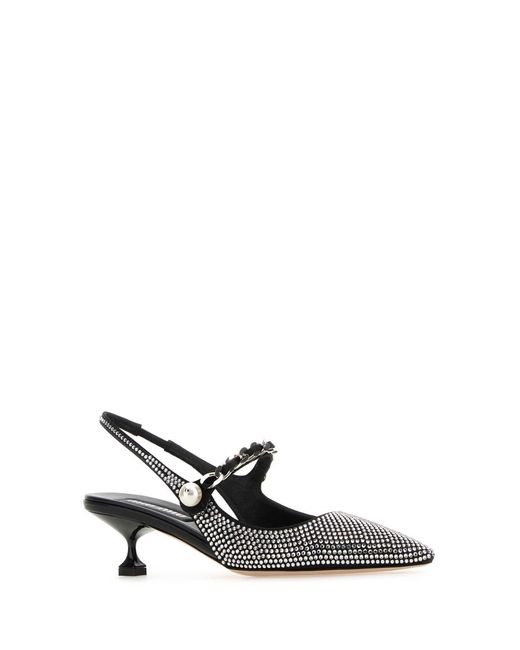 Miu Miu White Embellished Satin Pumps