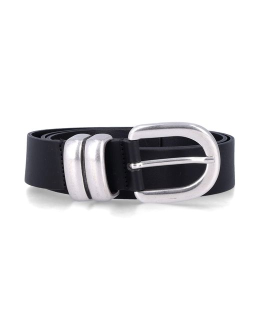By Malene Birger Black Zoira Curved Buckle Leather Belt