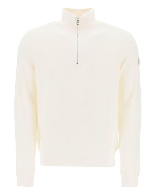 Moncler White "cotton And Cashmere Blend Pul for men