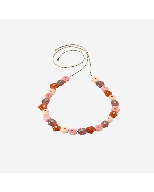 Sorbet Island White Heart Shaped Glass Bead Necklace