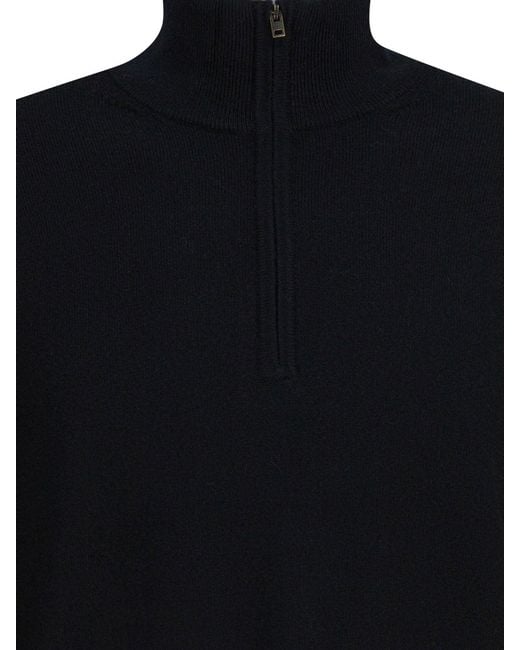 Vince Blue Cashmere Sweater With Half Zipper for men
