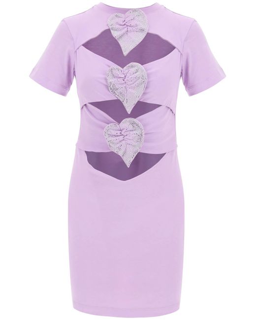 Mini robe découpée avec des détails sur le cœur appliqué GIUSEPPE DI MORABITO en coloris Purple